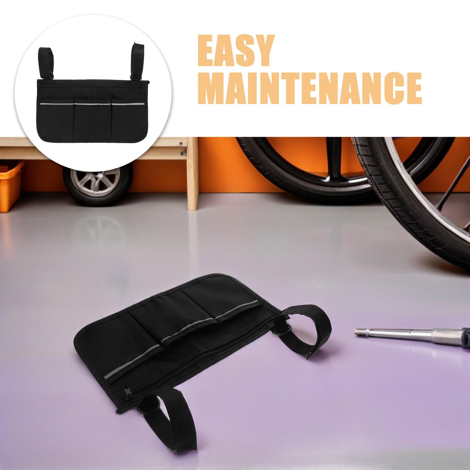 COLLBATH 3 Piezas Bolsa Para El Lado De La Silla De Ruedas Bolsas Laterales Para Sillas De Ruedas Black