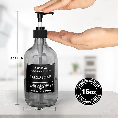 Miniatura 3 de Juego de 3 dispensadores de champú y acondicionador, botellas de champú recargables de 16 onzas con bomba de acero inoxidable, dispensador de jabón