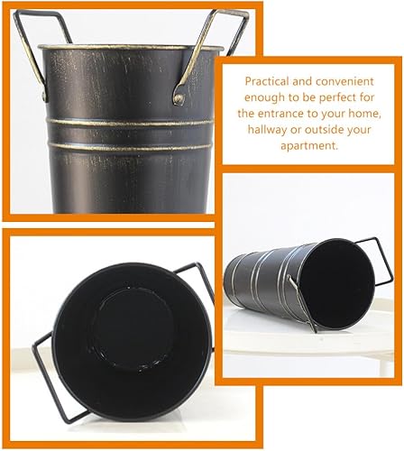 Miniatura 5 de Veemoon Soporte de metal para paraguas, soporte independiente para sombrillas, bastidor de almacenamiento de bastón, cubo de flores francesas,