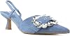 RF ROOM OF FASHION Women's Pointed Toe Slingback Mule Kitten Heel Pumps, Buckle Crystal Jeweled Design, Mary Jane Style