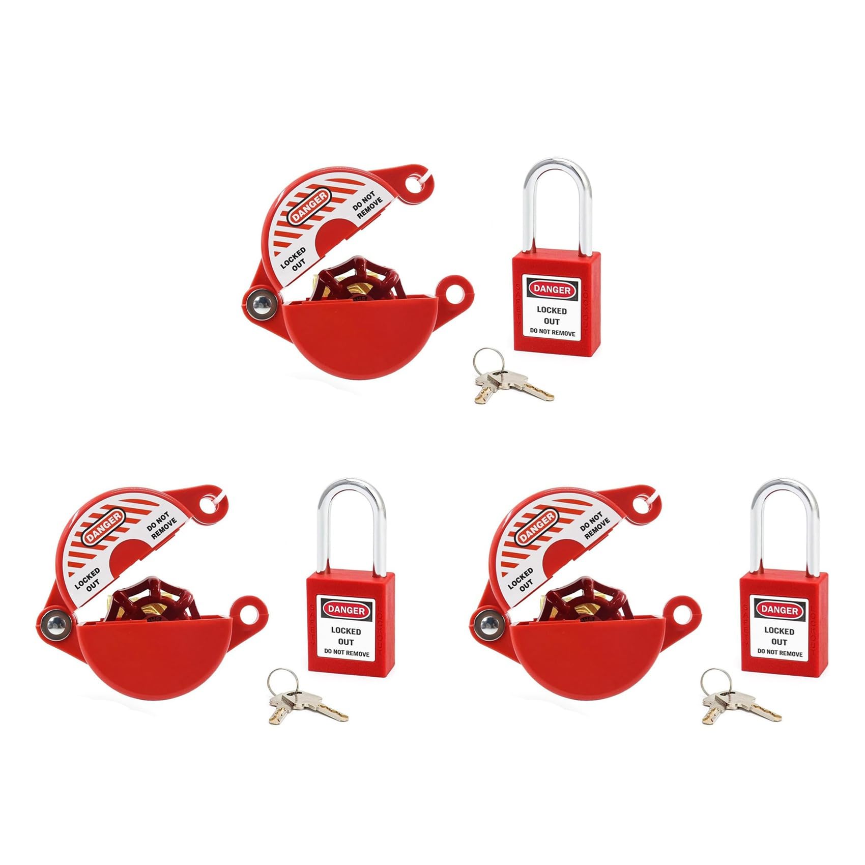 Jnchdghwa Red 3X Outdoor Faucet Lock With Safety Padlock - Water Spigot Lock, Hose Bib Lock For 1 To 2-1/2 In Dia Valve Handles