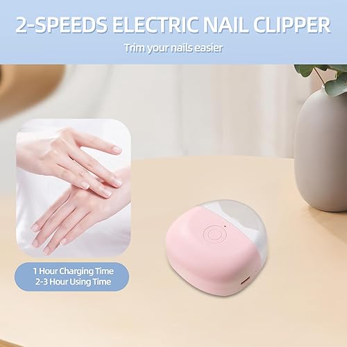 Miniatura 3 de Cortaúñas eléctrico, cortaúñas automático con 2 velocidades ajustables, cortador de uñas recargable inalámbrico con luz LED, recortador de uñas