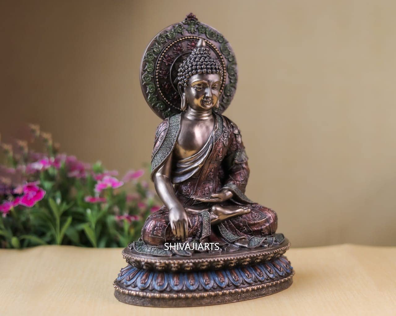 Ídolo de Buda, 27 CM Big Bonded Bronze Earth Witness Shakyamuni Buddha Statue, Siddharth Gautam, templo budista sala de meditación