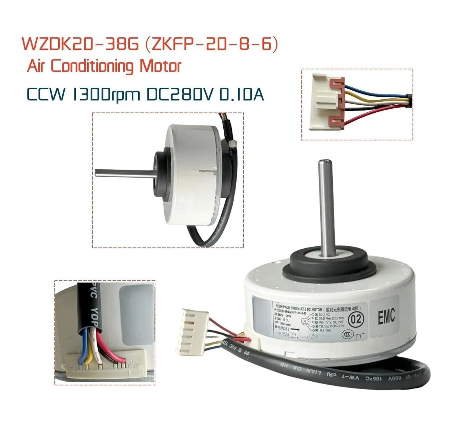 2x Klimaanlagenmotor WZDK20-38G ZKFP-20-8-6 DC Bürstenloser Lüftermotor, 20W Inverter Klimaanlage Bürstenloser DC-Motor Klimaanlagenzubehör