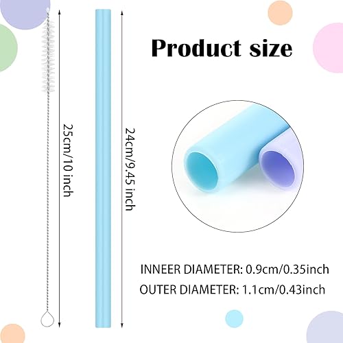 Miniatura 2 de Ziliny 30 popotes de silicona Boba de 9.4 x 0.35 pulgadas, popotes de silicona extra grandes, reutilizables, sin BPA, con 3 cepillos de limpieza,