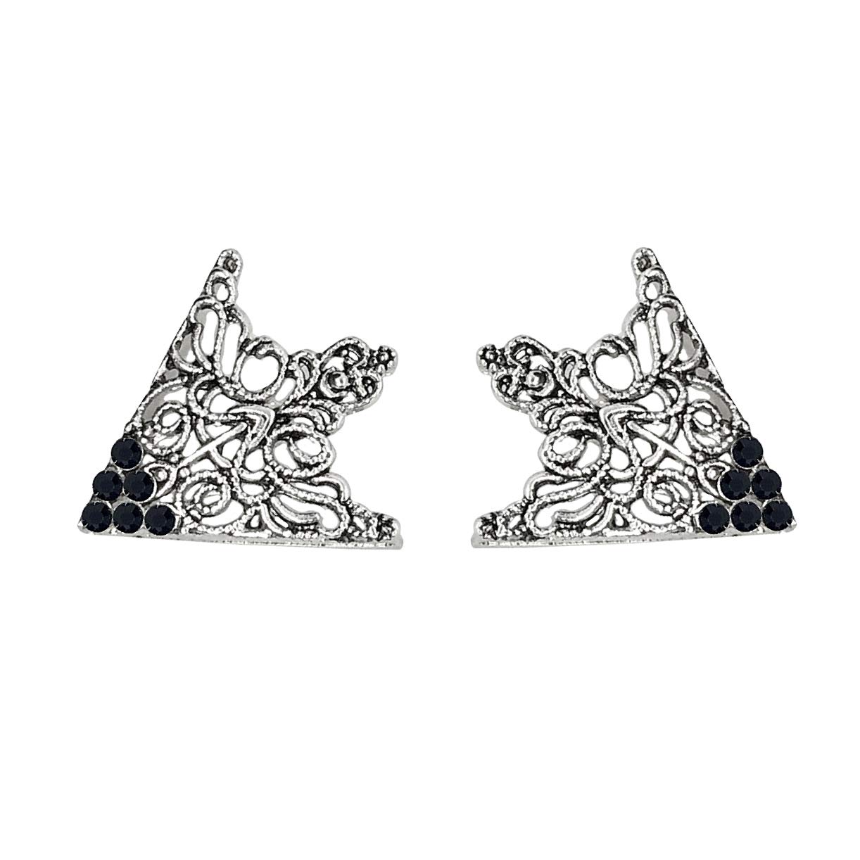 FURE Antic Rhodium Metal Grill Triangular Collar Pins with Rhinestones (Black) for Men and Women (B0849RSQVW) Amazon Price History, Amazon Price Tracker