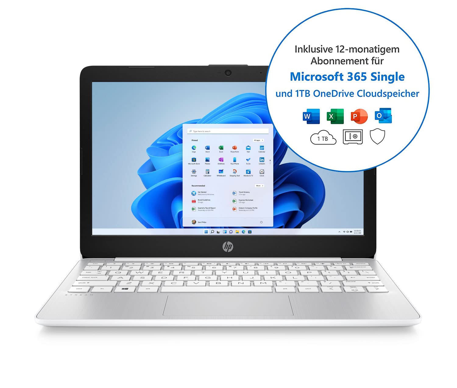 HP Stream Laptop de 14 pulgadas para estudiantes y negocios, procesador Intel Quad-Core, 16 GB de RAM, 320 GB de almacenamiento (64 GB eMMC + tarjeta 256 GB), 1 año de oficina 365, cámara web, 12