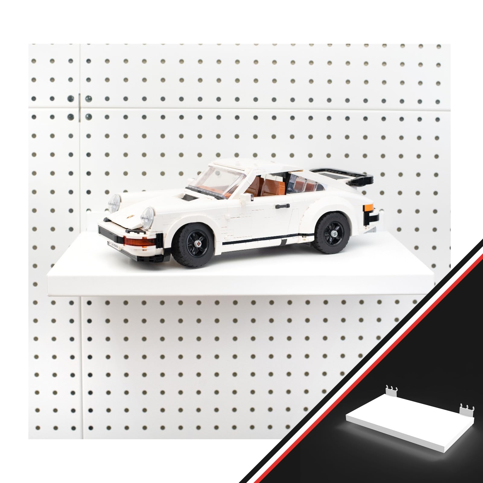 Large Pegboard Metal Shelves, Heavy Duty Peg Board Organizer Shelves, Pegboard Accessories Shelf for Store, Garage, Storage, Workbench, Office, Home (White, 16.77"(L) x9.87(W))