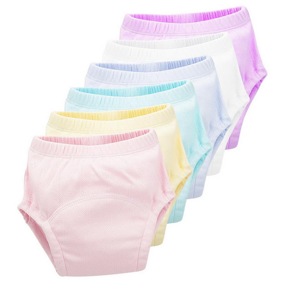 Lot de 6 Culotte Apprentissage Propreté Bébé Filles Garçons sous-Vêtements Slip d'Entraînement en Coton Enfants Couches Culotte d'apprentissage Lavable pour Bébé Tout-Petit 0-3 Ans