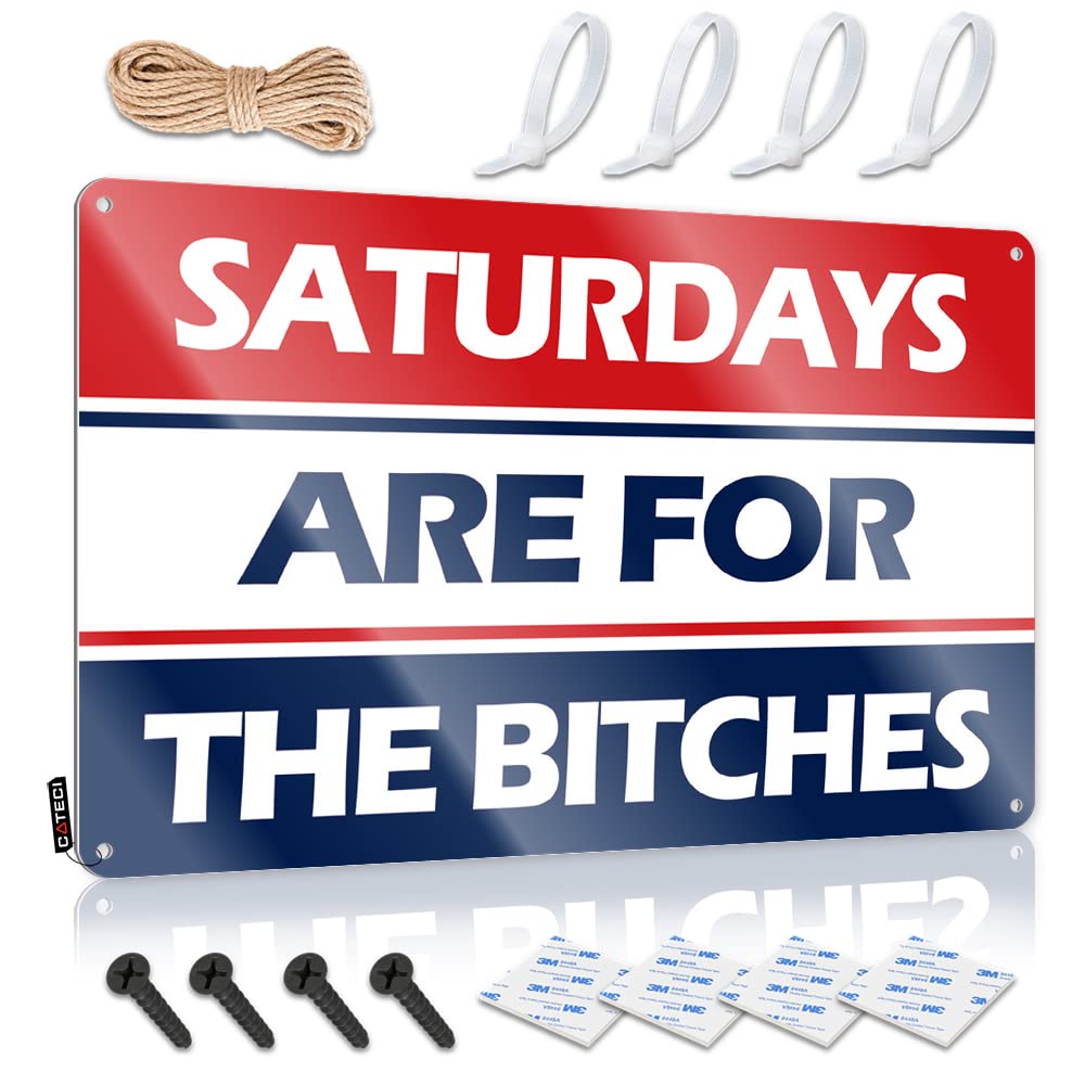 Funny Patio Decor Saturdays Are For The Bitches Tin Sign Room Door Decor Funny Bar Decor(30X40CM)
