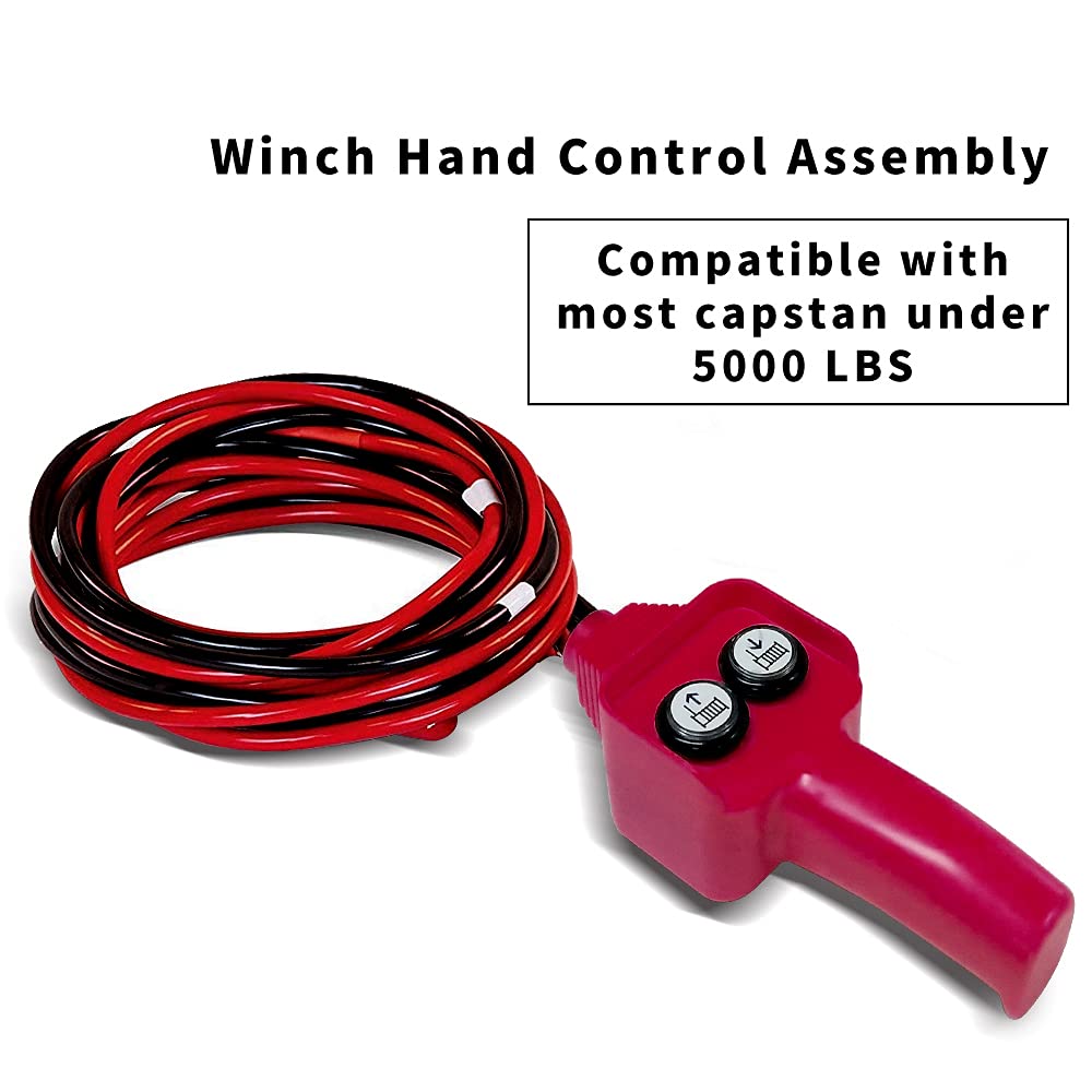 RUGCEL WINCHWinch Hand Control Assembly for Rated Pulling 1500lbs to 5000lbs 12V Electric Winch, Winch Hand-held Control Replacement (Red)