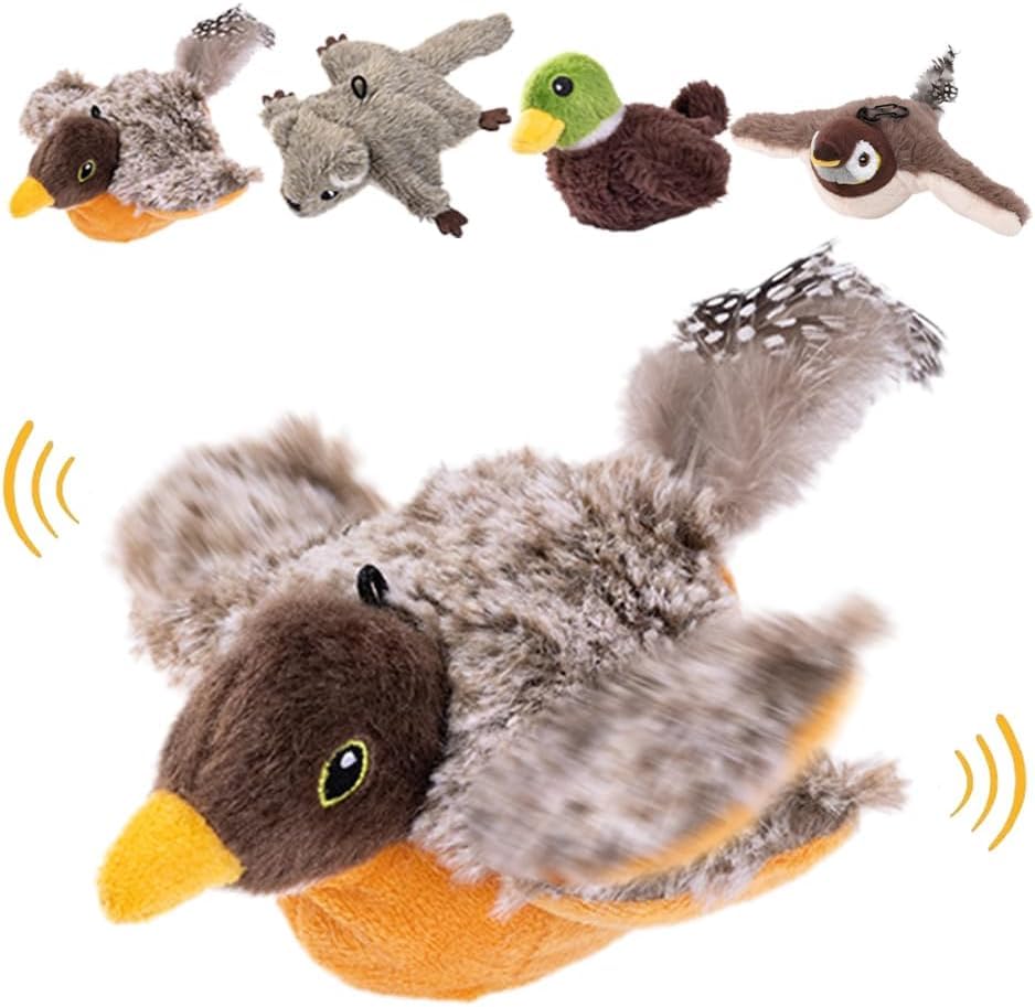Kdely Interactive Cat Bird Toy, Flapping Wings Sparrow Catnip Toys, Vivid Chirping, Simulation Bird Singing Cat Toy, Electric Interactive Cat Toys for Indoor Cats, Rechargeable (Cuckoo)