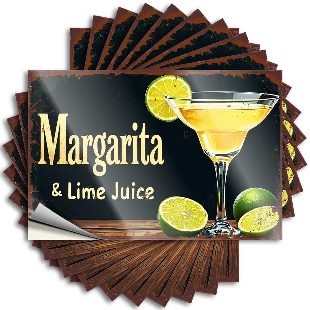 Tattoo Music Waterproof Vinyl Sticker | Vintage Margarita & Lime Juice Signage Good Water for Outside DIY Projects(8X12CM)