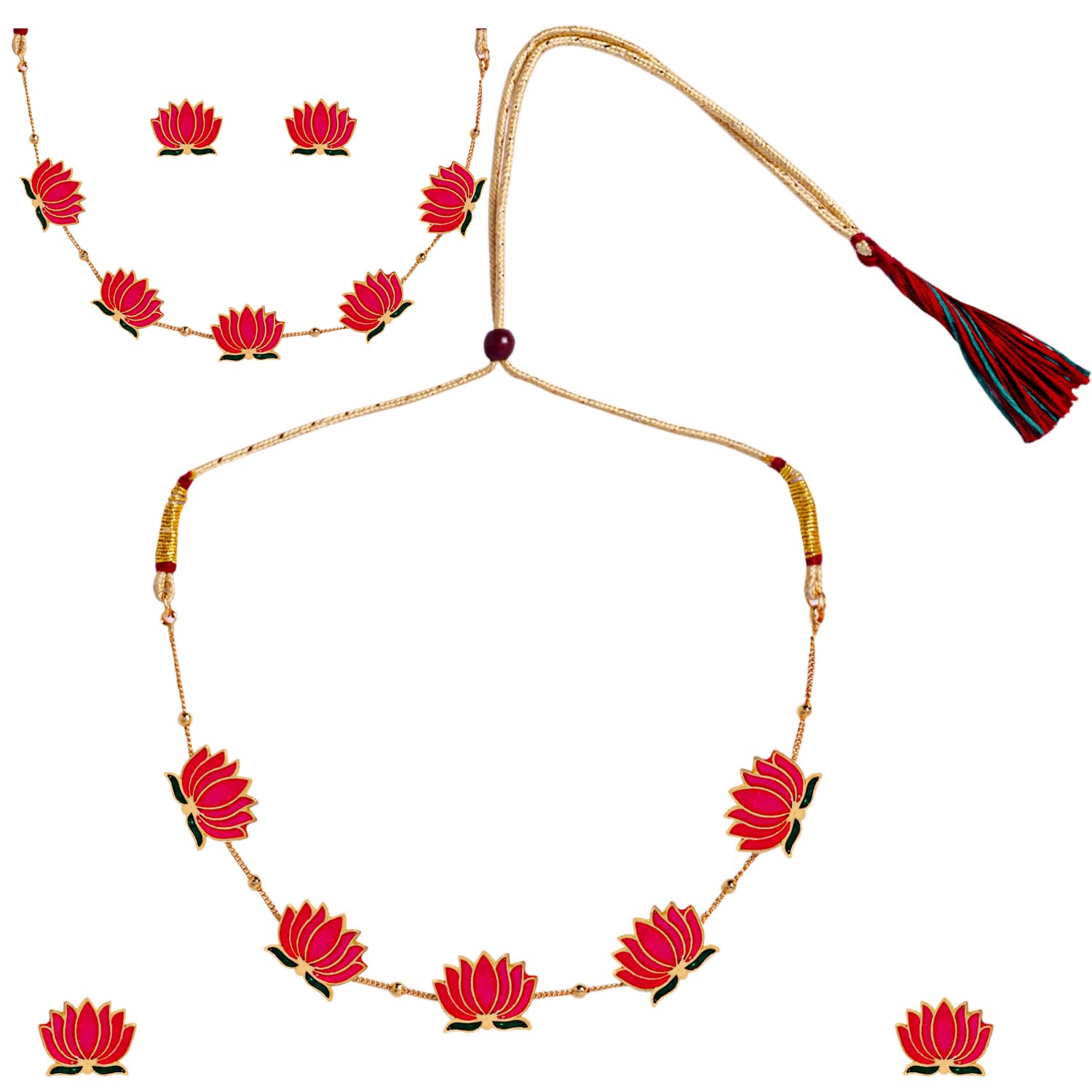 Elegant Gold-Toned Pendant Set for Women Stylish | Simple Jewellery Set for Women | Chain Set with Sparkling AD Stones, Brass Base, Lightweight & Skin-Friendly Design-image-1