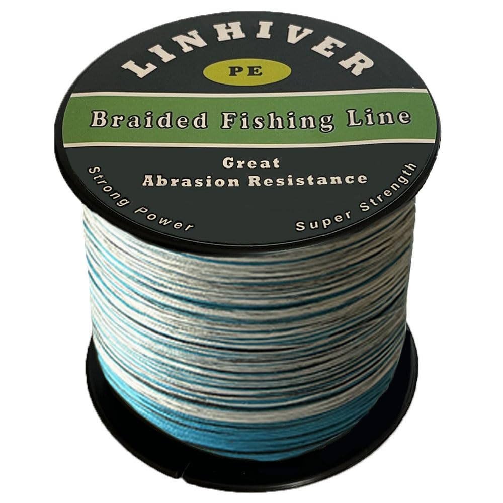 LinHiver Braided Fishing Line, Strong Power, Great Abrasion Resistance, Thin Diameter, No Stretch, Low Memory and High Sensitivity(328Yds, 20LB, 4 Strands, Camo)