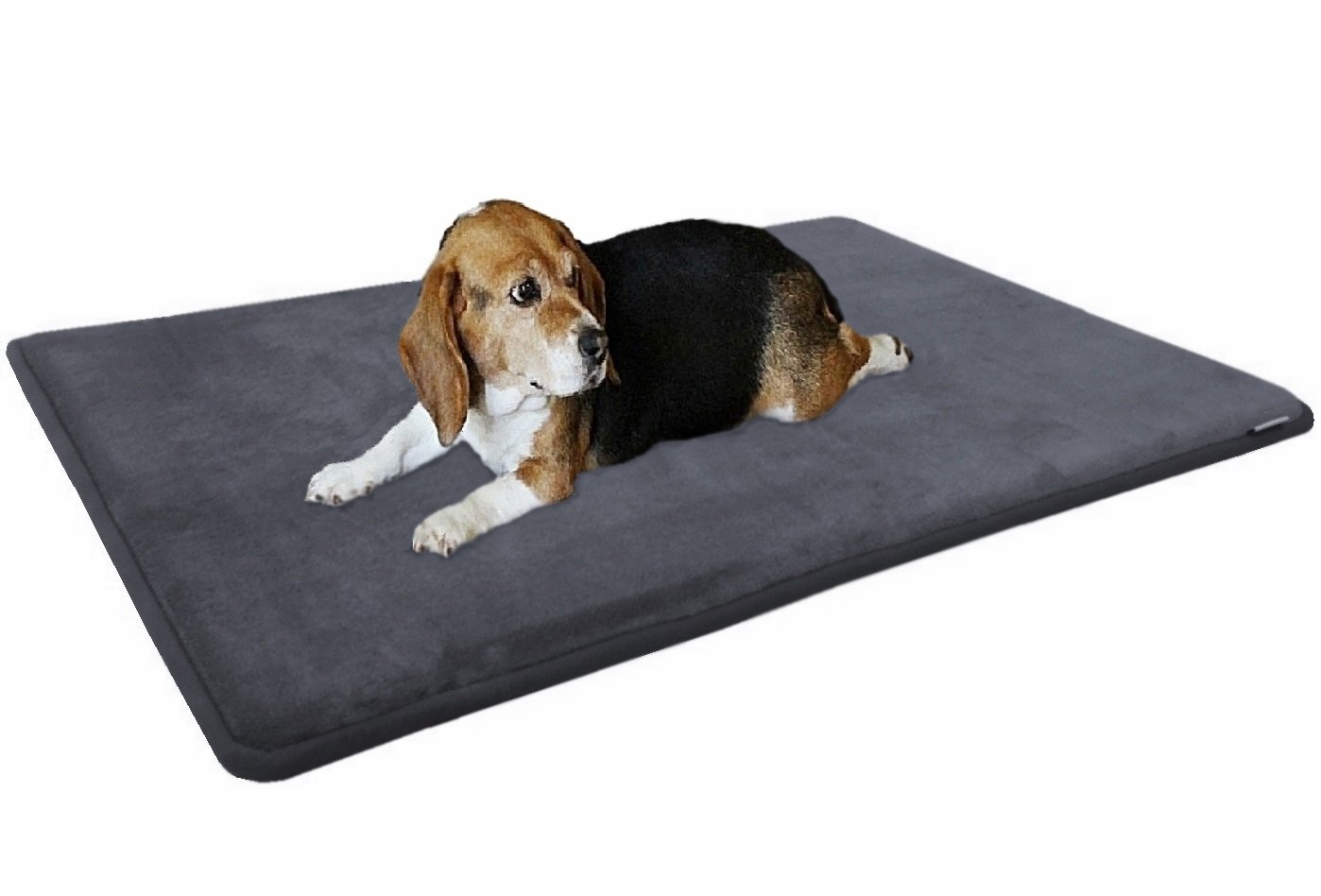 Dogbed4less Gel-Infused Large Memory Foam Fleece Pet Dog Bed Mat Pillow Topper with Waterproof Anti Slip Rubber Bottom - Fit 42"X28" Crate, Grey