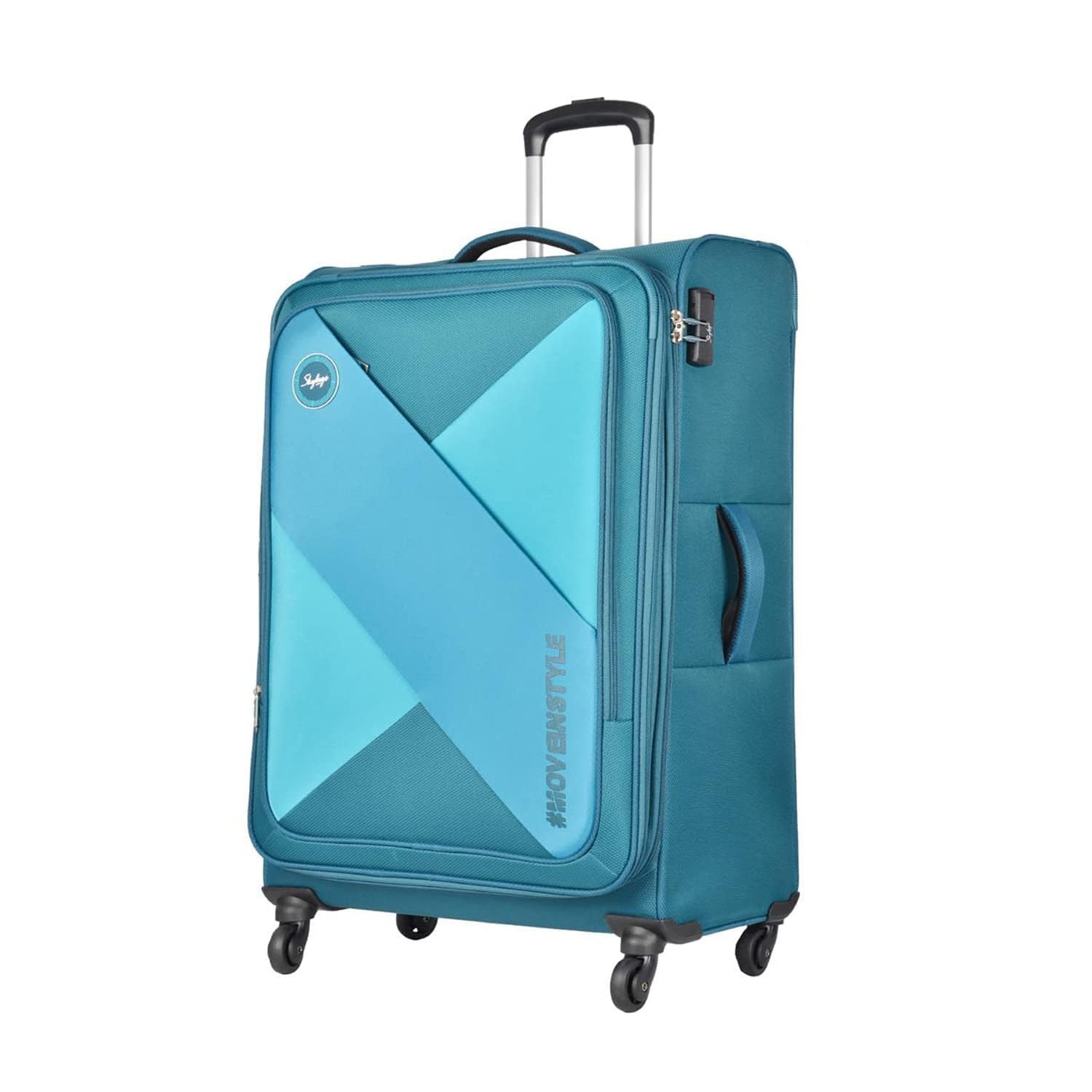 Skybags Wanderer Expandable Soft-Sided Trolley Luggage Lightweight Polyester Suitcase with 360° Spinner Wheels, TSA Lock & Telescopic Handle – Teal (Check-in Size) Cabin Size-20
