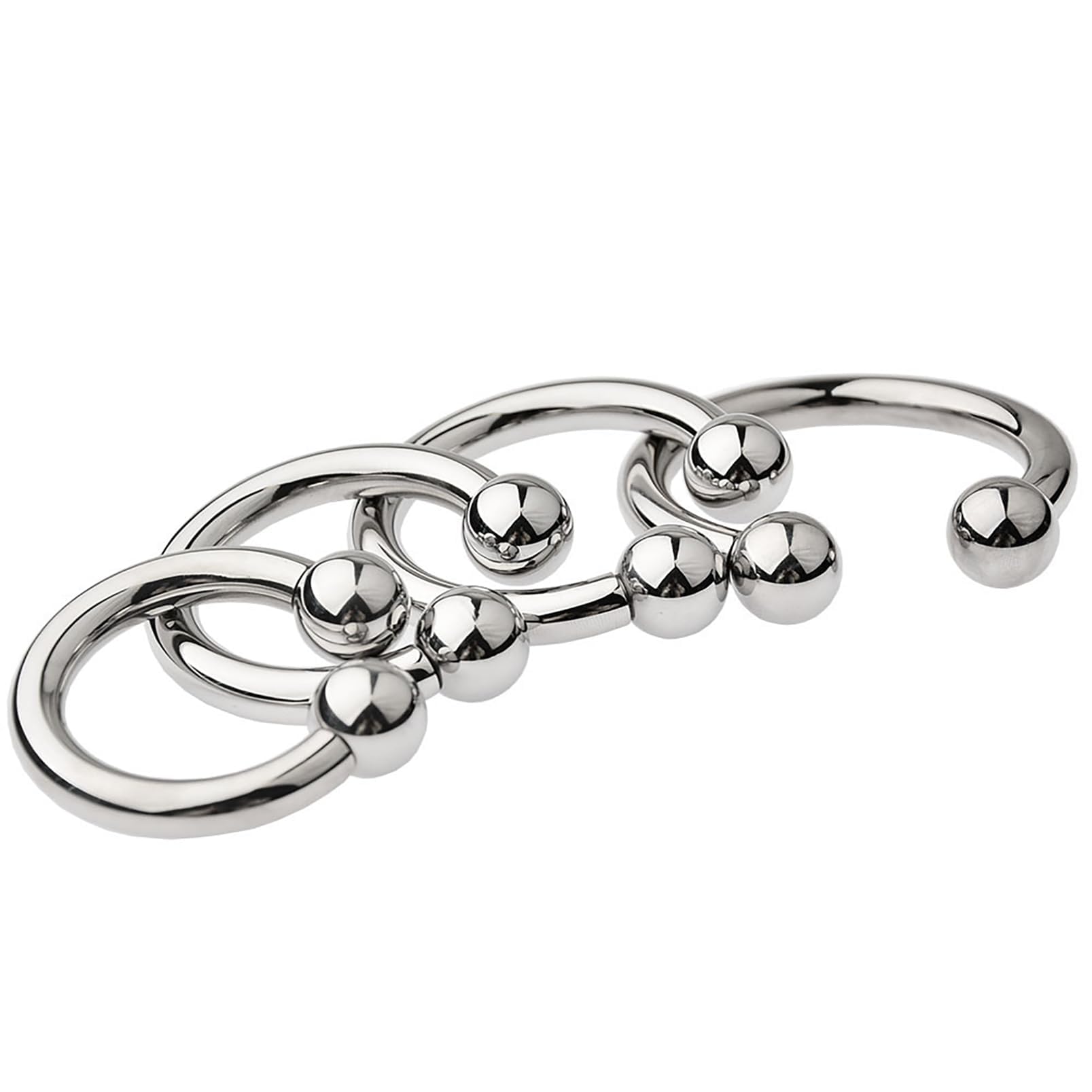 Anelli per testicoli del pene per uomini con perle di massaggio a testa tonda, anello per glande con ciondolo per scroto in 4 misure, anello per cazzo SM bondage sex toys per uomini (Silver,38mm)