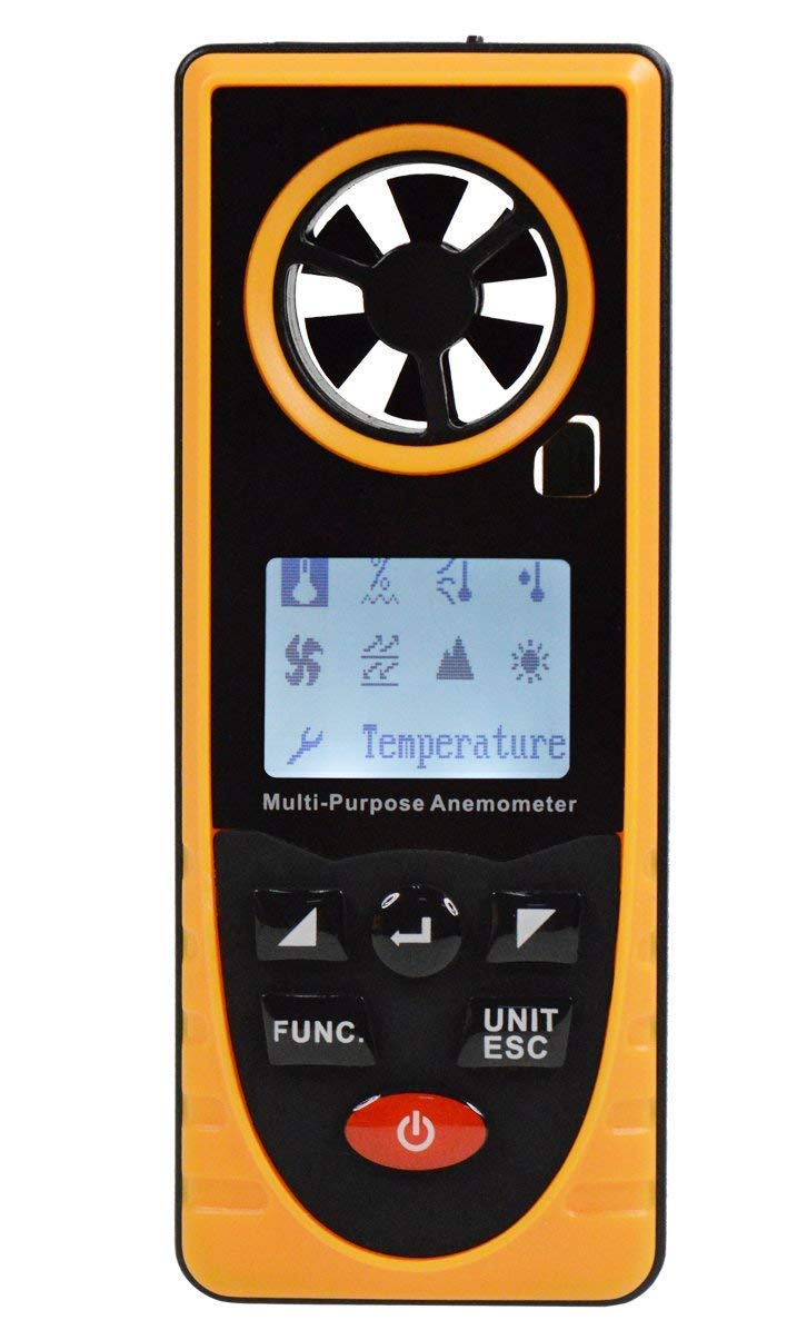 Multi-Purpose Anemometer GM8910 8 in 1 Temperature Humidity Wind chill Dew Point Wind Speed Barometric Pressure Altitude Illumination Measurement -20~60?, 0-~100% RH, 0.7~30.0m/s, 300~1100hPa