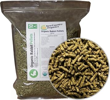 New Country Organics Rabbit Food Pellets | Essential Bunny Supplies | Corn-Free and Soy-Free | 15% Protein Rabbit Feed for Healthy Hoppers | Certified Organic and Non-GMO | 10 lbs
