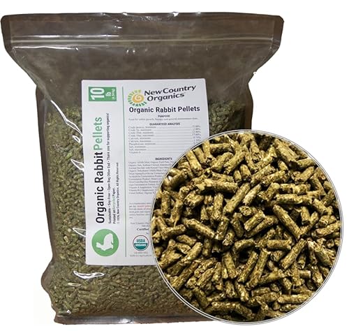 New Country Organics Rabbit Food Pellets | Essential Bunny Supplies | Corn-Free and Soy-Free | 15% Protein Rabbit Feed for Healthy Hoppers | Certified Organic and Non-GMO | 10 lbs