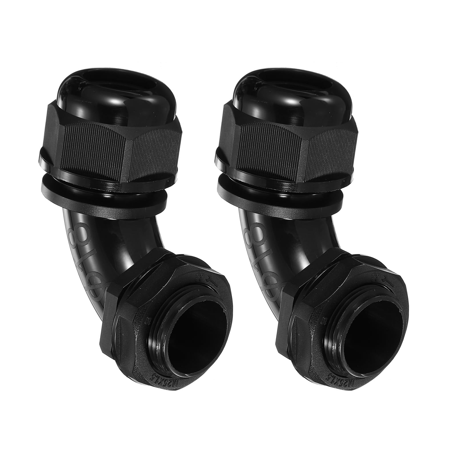 sourcing map 2Pcs M25 Cable Gland, 90 Degree Elbow Nylon Joint IP68 Waterproof Spiral Adjustable Cord Connector with Gaskets for 10-16mm Wire