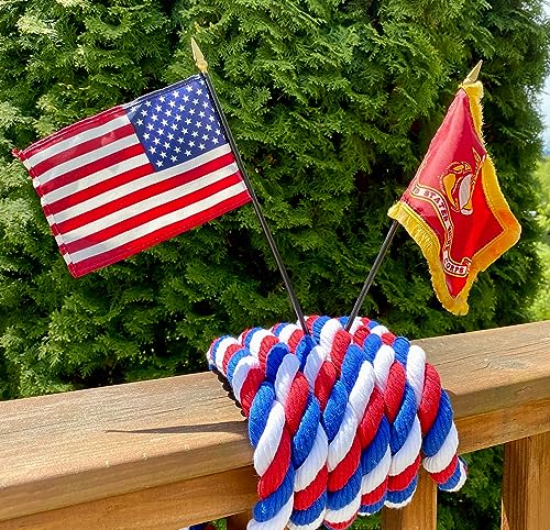 Fms Ravenox Natural Twisted Cotton Rope | (Red, Snow White & Royal Blue)(3/8" x 10-ft) | Made in The USA | Strong Triple-Strand Rope for Sports, Decor, Pet Toys, Crafts, Macrame & Indoor Outdoor Use - Thumbnail 2