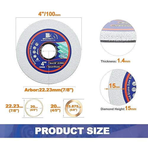 Miniatura 10 de Disco de corte de vidrio - 3 piezas de 3 pulgadas para amoladora angular con eje de 0.394 pulgadas para pulido de diamante, disco de corte para