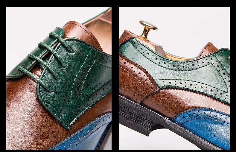 Men's Leather Oxfords Derby Shoes Lace Up Wingtip Dress Shoe Casual Slip-On Low Heel Wear-Resistant Non-Slip Fanshion Business Formal Shoes for Work Dating Prom3