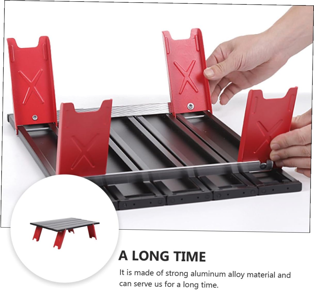 Lurrose Foldable Camping Table Portable Outdoor Picnic Food Table Lightweight Aluminum for Beach Hiking Tailgating with Carry Bag Red