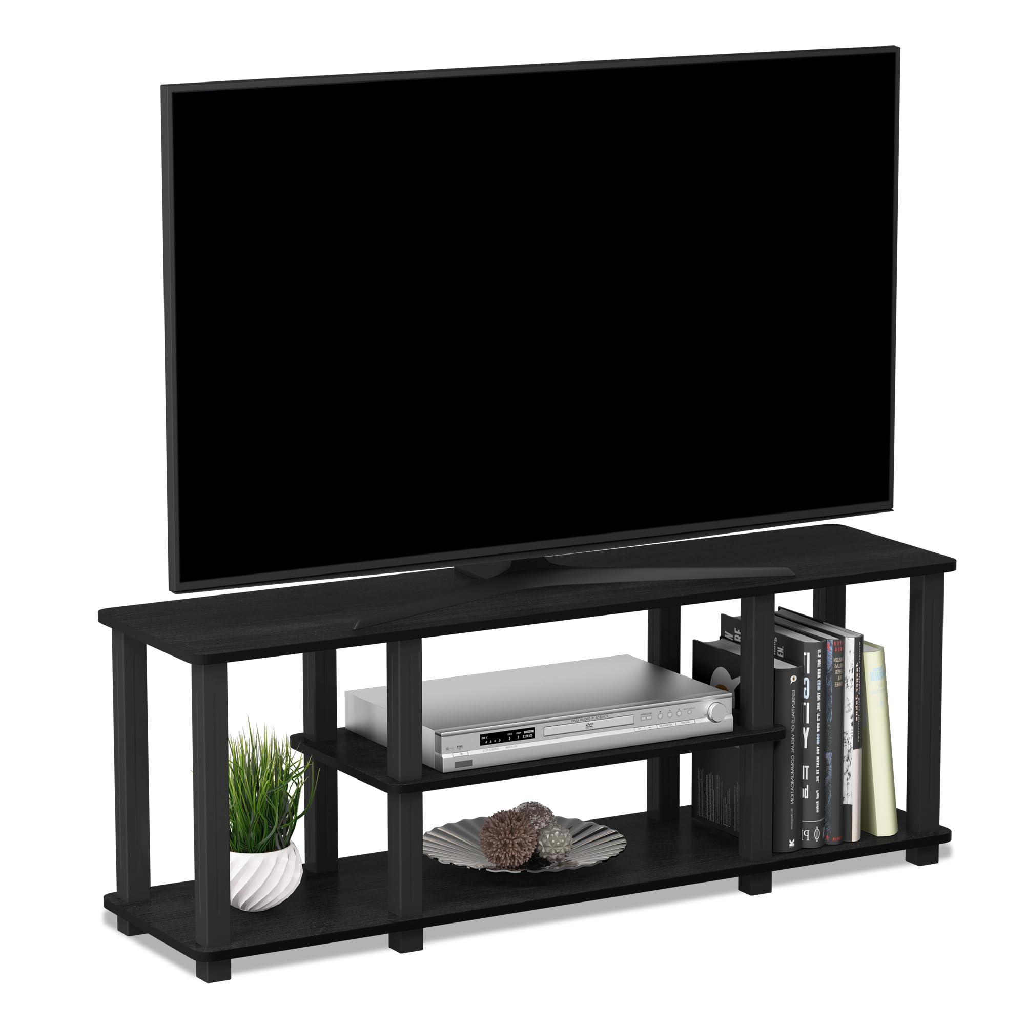 Photo 1 of Furinno TURN-S-TUBE 3-Tier Toolless Assembly TV Stand, Americano