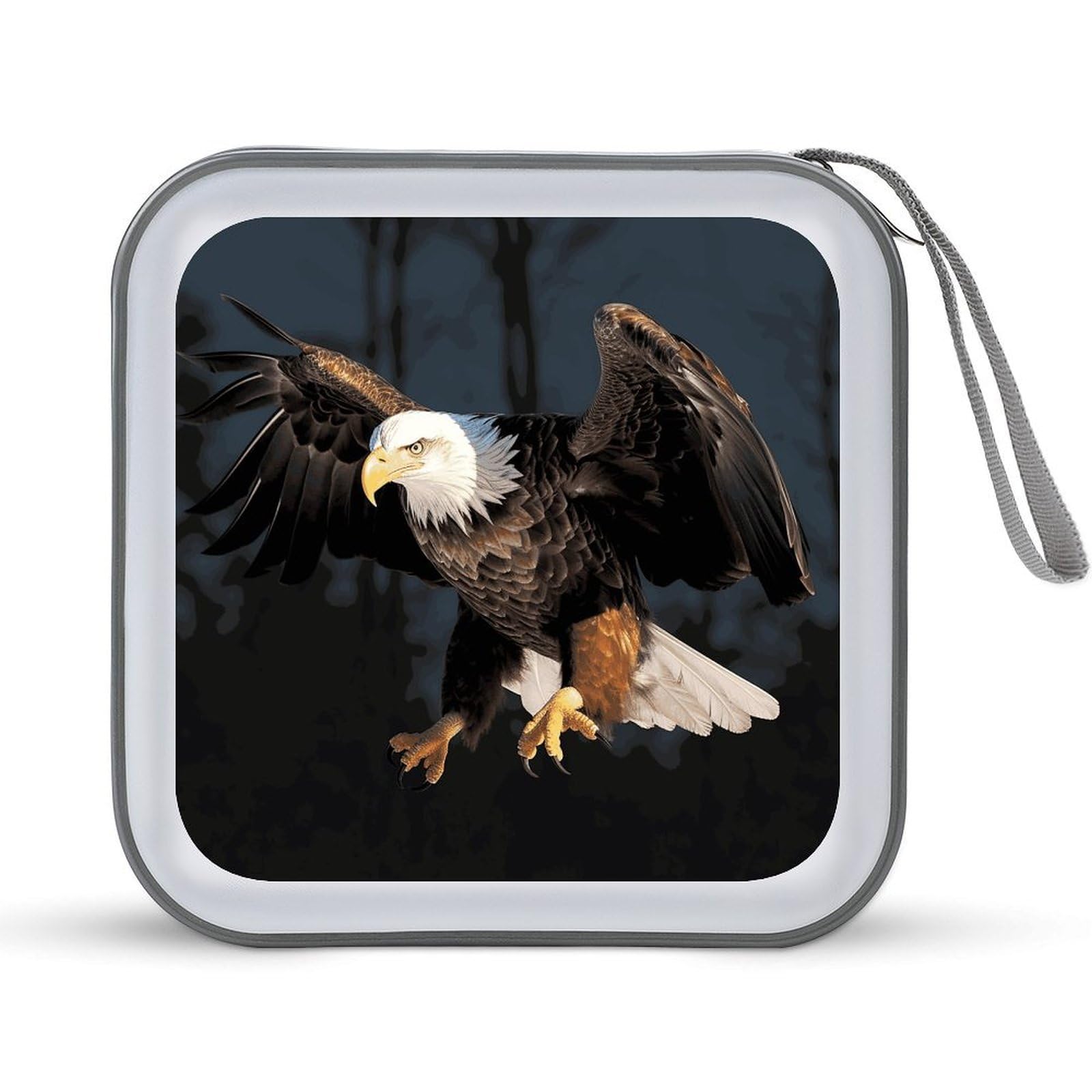 VstaDank 3D Bald Eagle CD Case with Hand Strap Lightweight DVD Wallet Holder 40 Capacity CD/DVD Case Wallet Protective CD Wallet CD/DVD Portable Storage Binder for Car Home Office