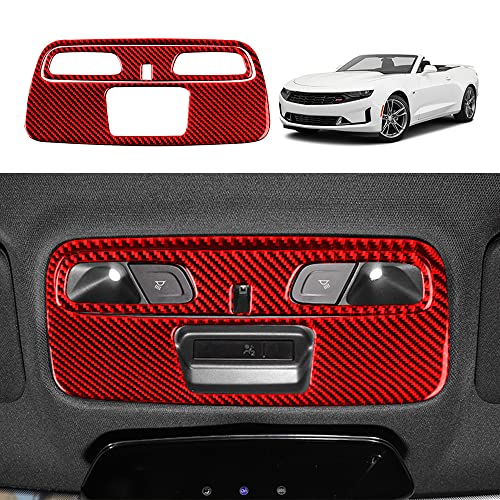 YOFAMO Carbon Fiber Roof Reading Light Lamp Sticker Decal Panel Interior Trim Cover for Chevrolet Camaro 2016 2017 2018 2019 2020 Decoration Accessories(2PCS Red)