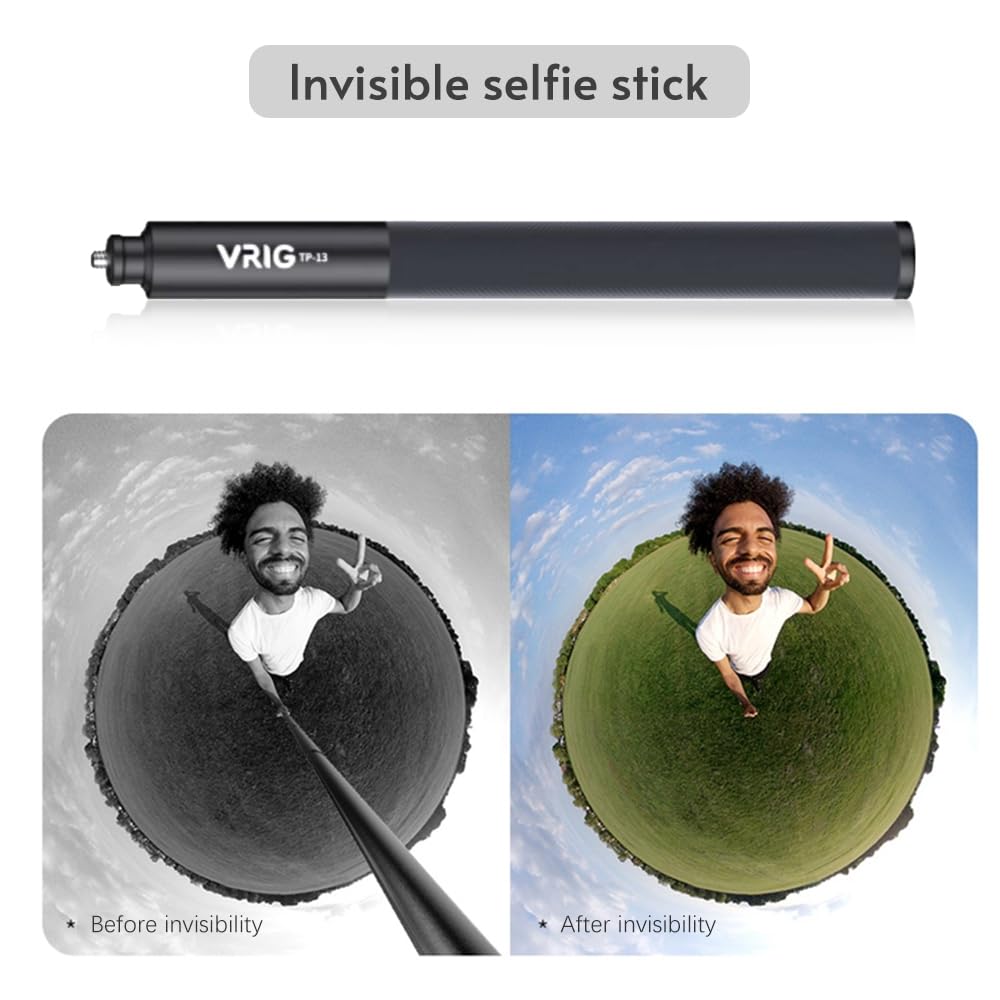 Camnoon Perche à Selfie 6 Sections Avec Vis De 1/4", Dragonne Et Adaptateur De Montage Compatible Avec INSTA360 X2/X3 GoPro 11/10/9