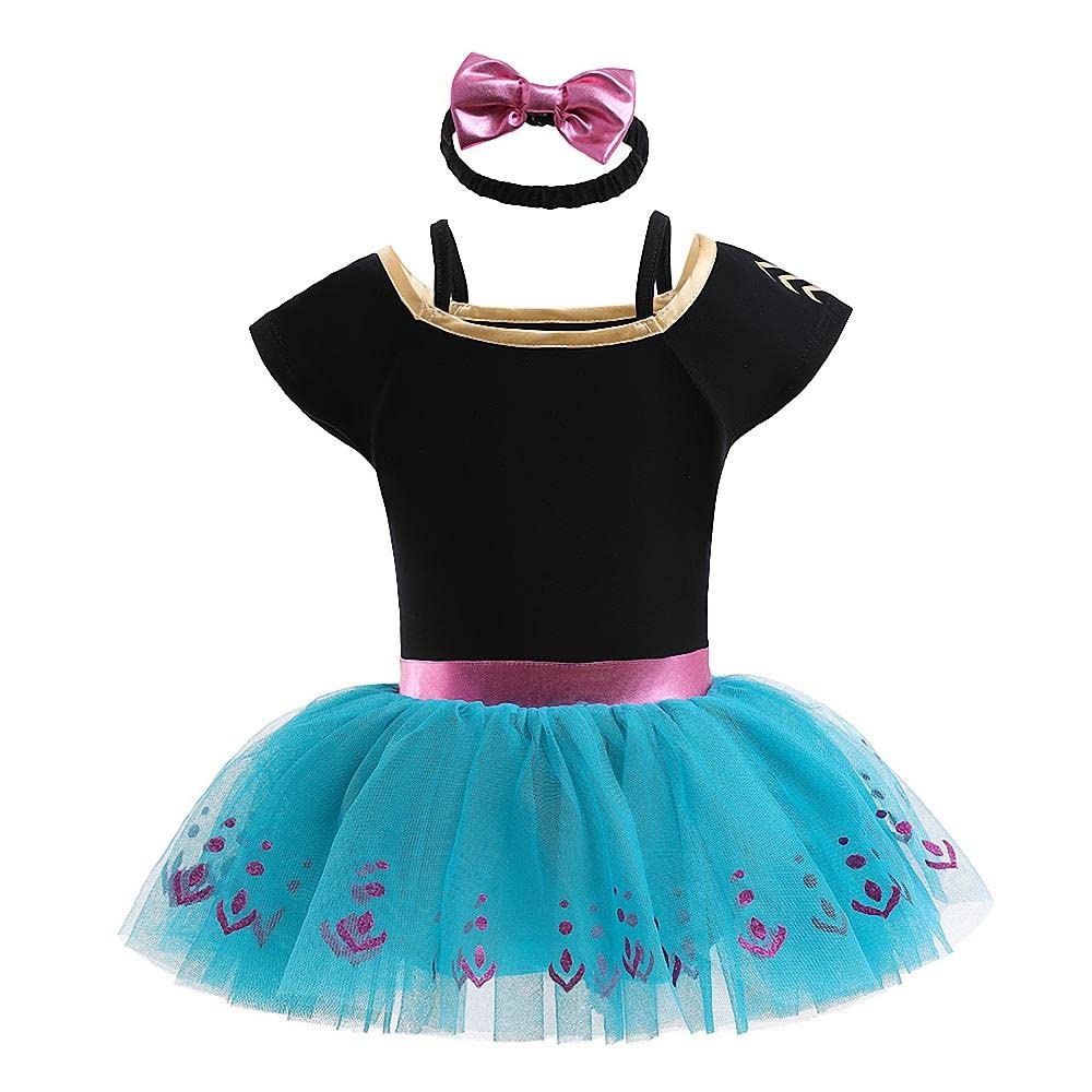 Lito Angels Baby Girls Princess Fancy Dress Up Costume Infant Bodysuit Romper with Bow Headband Age 9-12 Months, Black 342 - Image 2