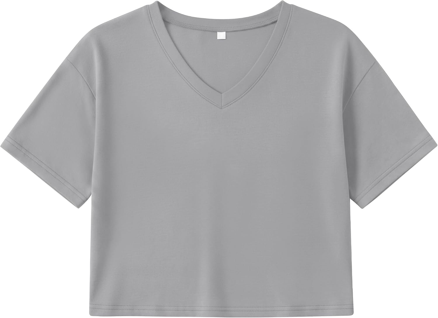 Girls Athletic Oversized Crop Shirt Drop Shoulder V Neck Short Sleeve T-Shirt Casual Loose Summer Workout Basic Tee