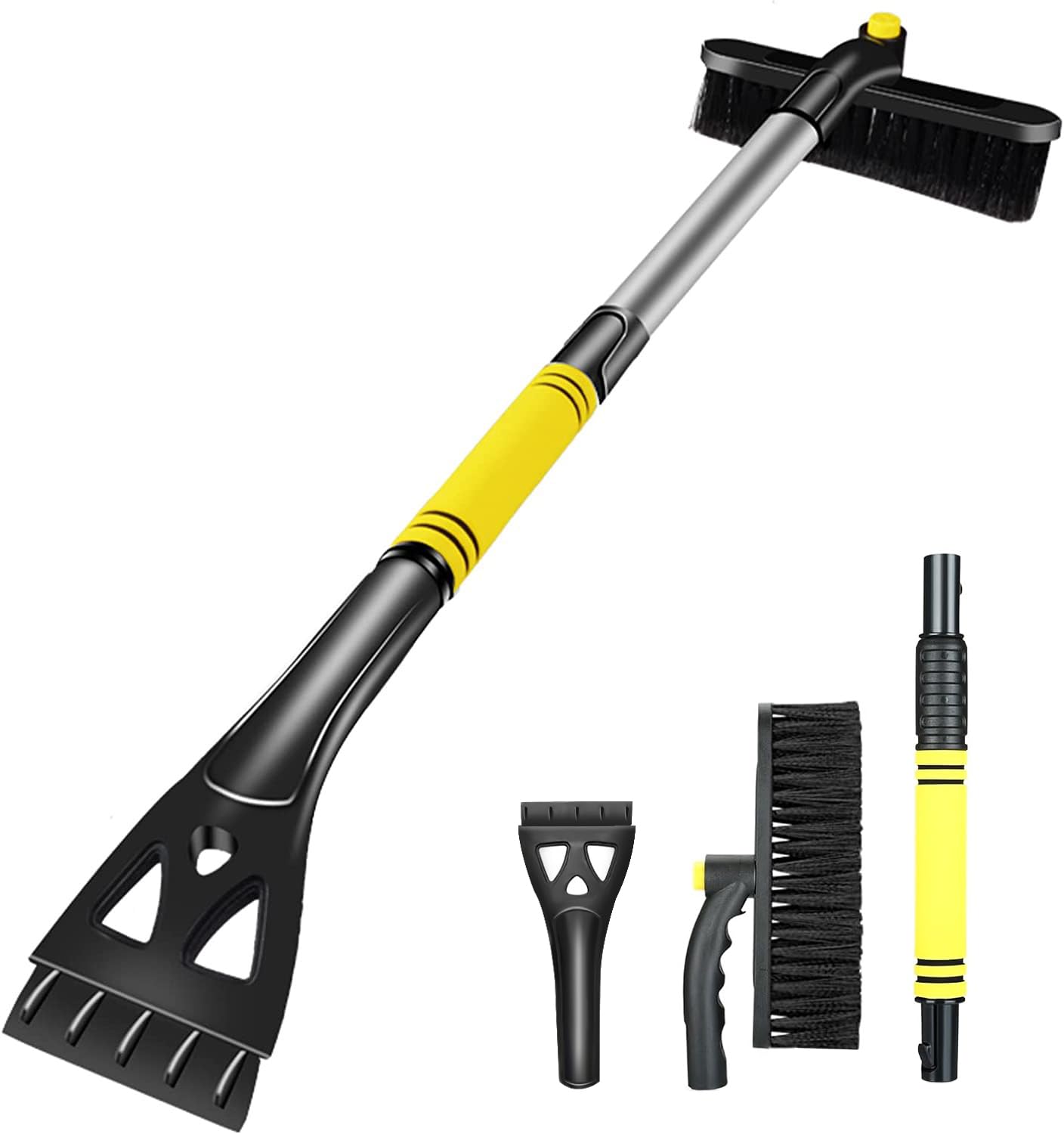Grattoir à Neige, Grattoir à Glace pour Pare-Brise de Voiture, Brosse à Neige de Voiture Détachable Extensible avec Tête Rotative à 360 Degrés pour Voiture SUV Camion