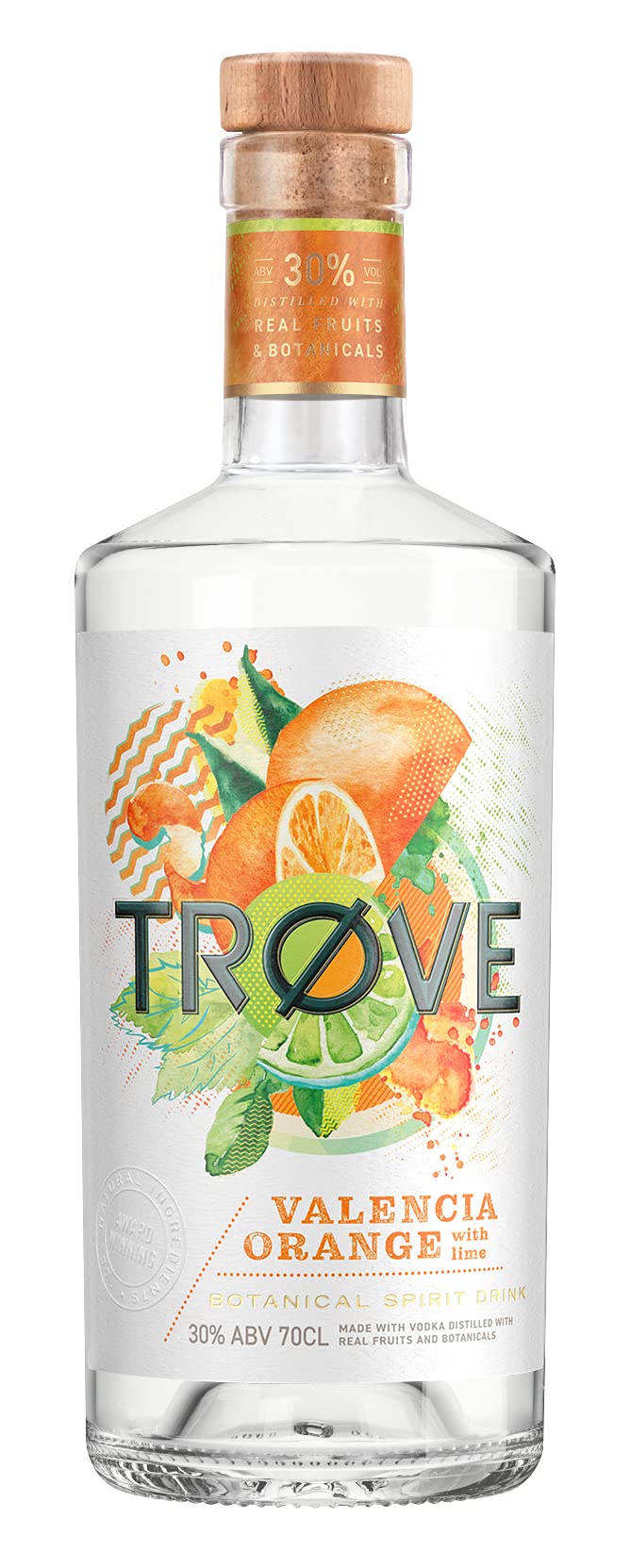 TRØVE Valencia Orange with Lime Botanical Vodka, 70cl, ABV 30%
