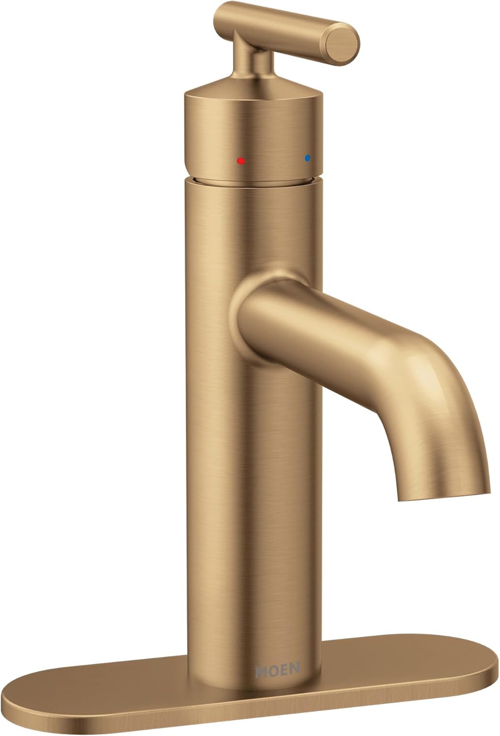 Moen Gibson Bronzed Gold One-Handle Single Hole Modern Bathroom Sink Faucet with Optional Deckplate, 6145BZG