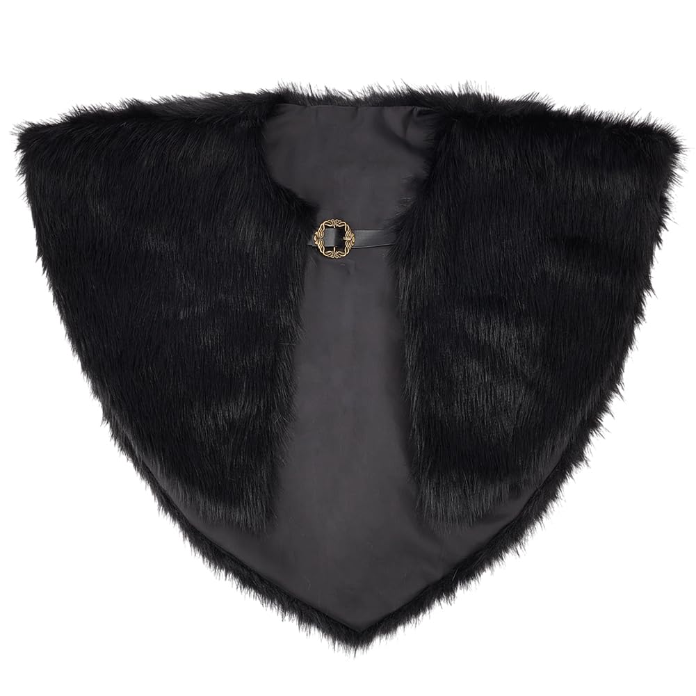 BENECREAT Black Medieval Faux Fur Collar Shawl