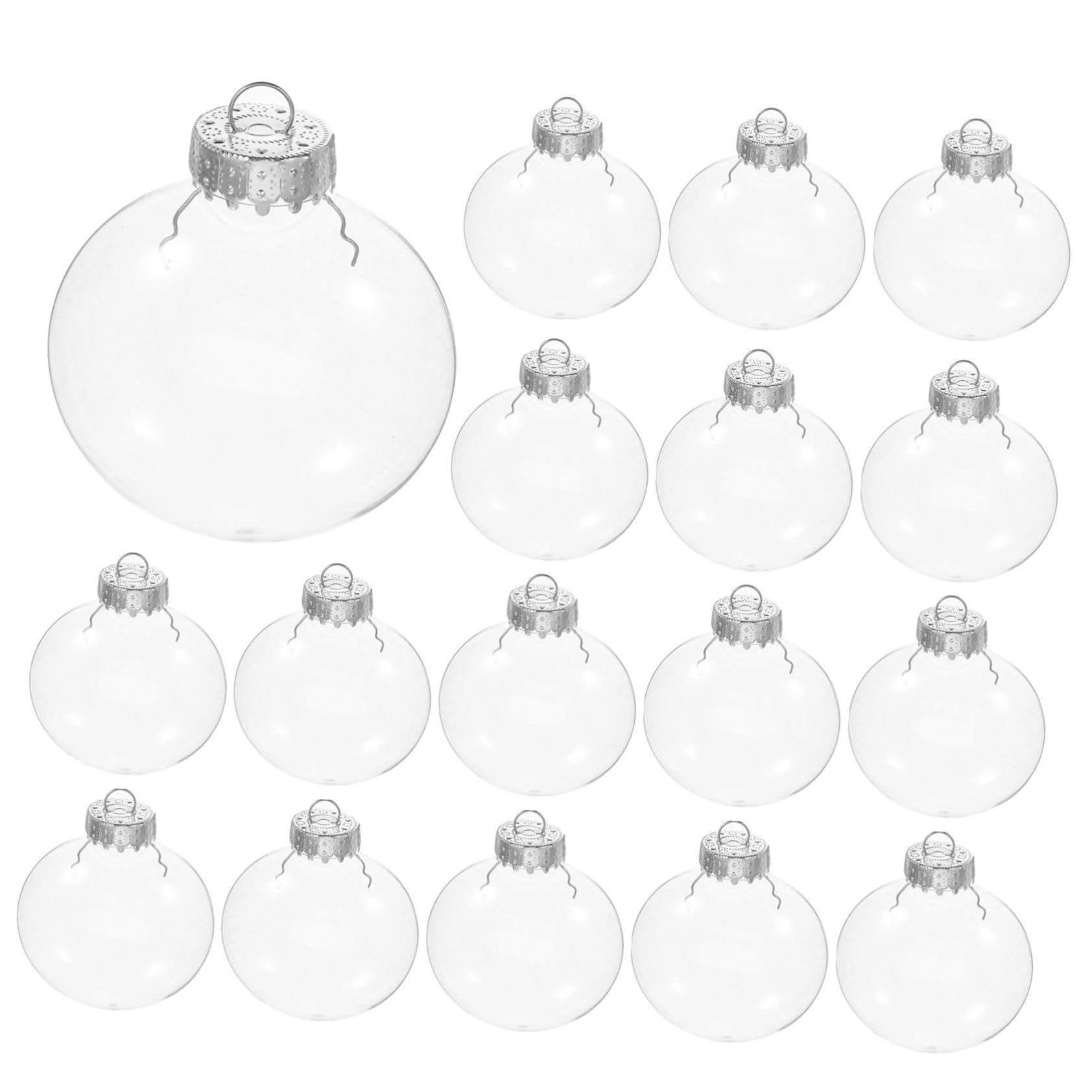 Adornos Colgantes Navideños 80mm Transparentes De Plástico, Bolas Planas Hollow DIY, Decoraciones para Árbol De Navidad, 20 Piezas para Manualidades y Fiestas