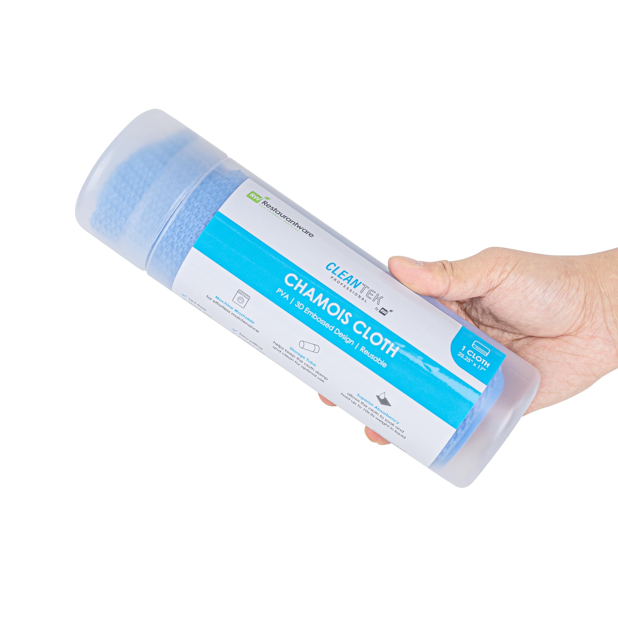 Clean Tek Professional Blue 3D Gamuza – con tubo de almacenamiento – 25 1/4 pulgadas x 17 pulgadas – 1 caja