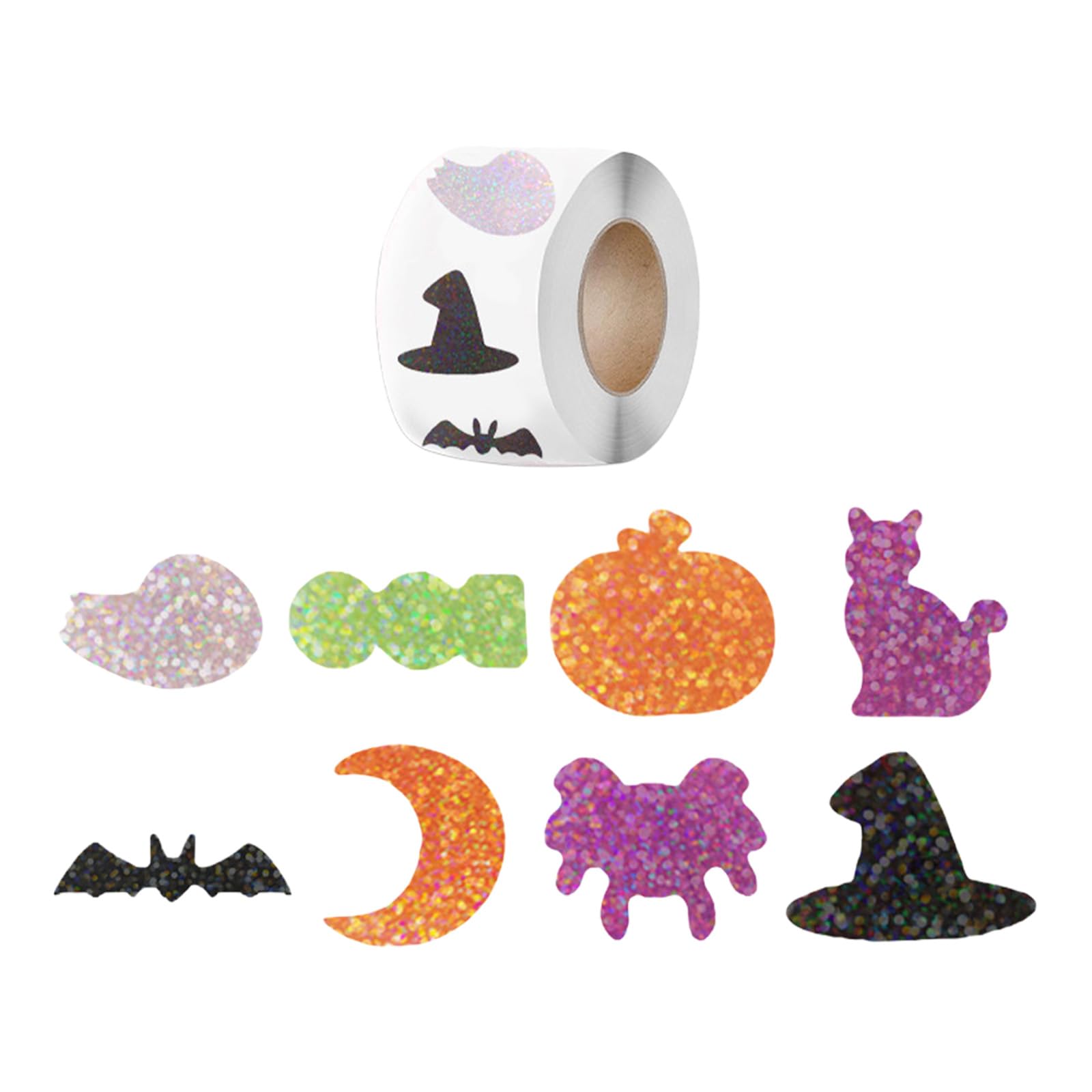 500Pcs Halloweens Lasered Pumpkin Sticker for Party Decorations and Festival Celebration Sparkling Decal Pumpkin Lasered Sticker