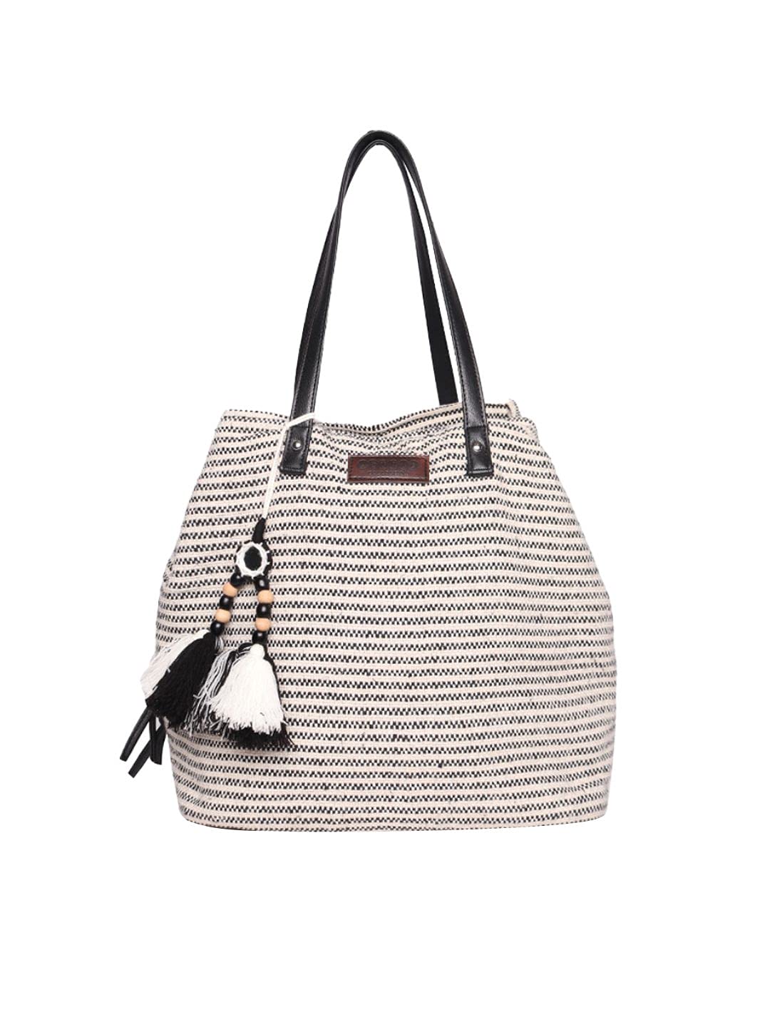 ASTRID Multicompartment Striped Bag For Women And Girls (black) (B09C8QT2XJ) Amazon Price History, Amazon Price Tracker