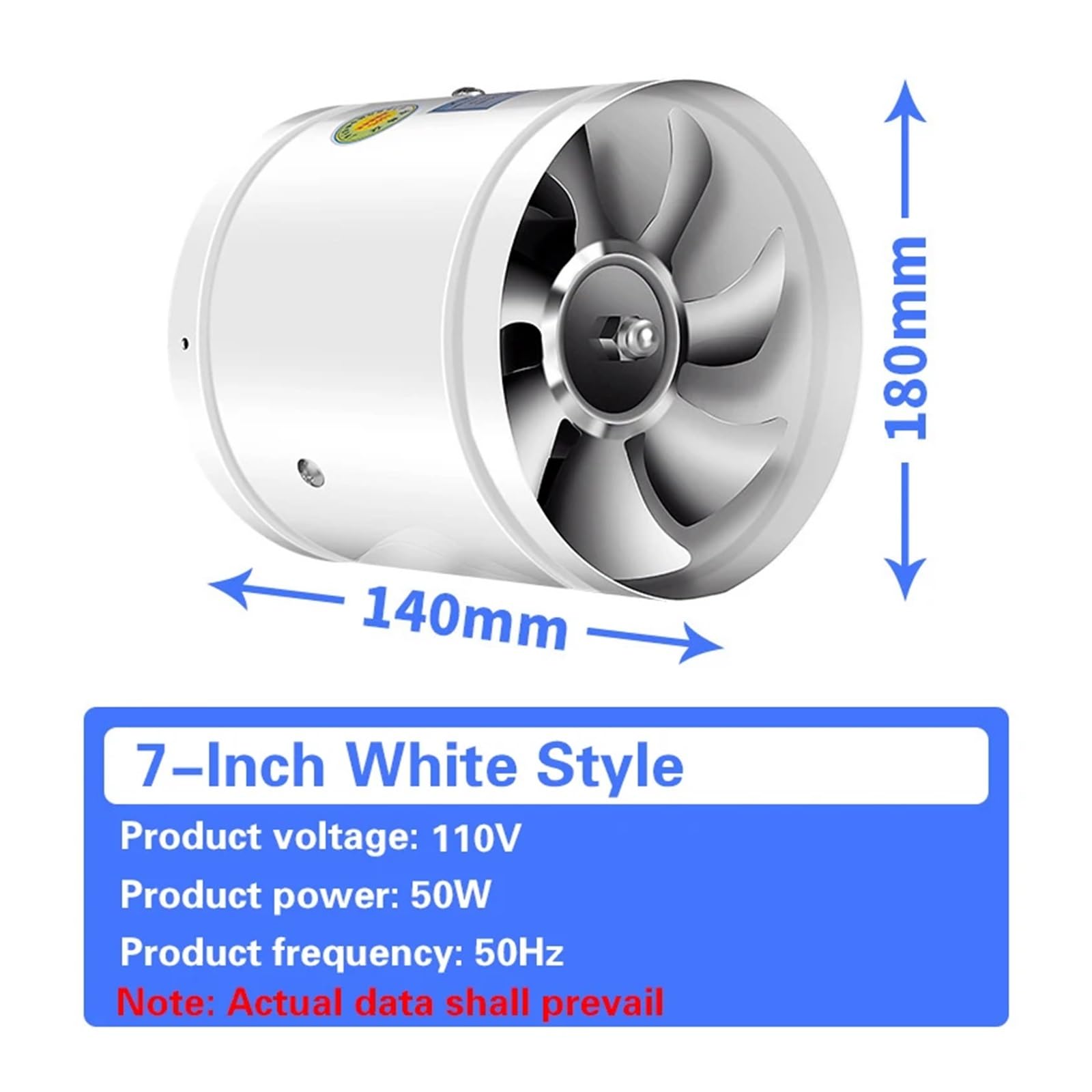 Ventilatore di Scarico A Tensione Ricambio for Gas Rotondo Mini A Parete Condotto Ventilazione E Ventola for Tubazioni Metalliche Crescita Indoor(7-inch)