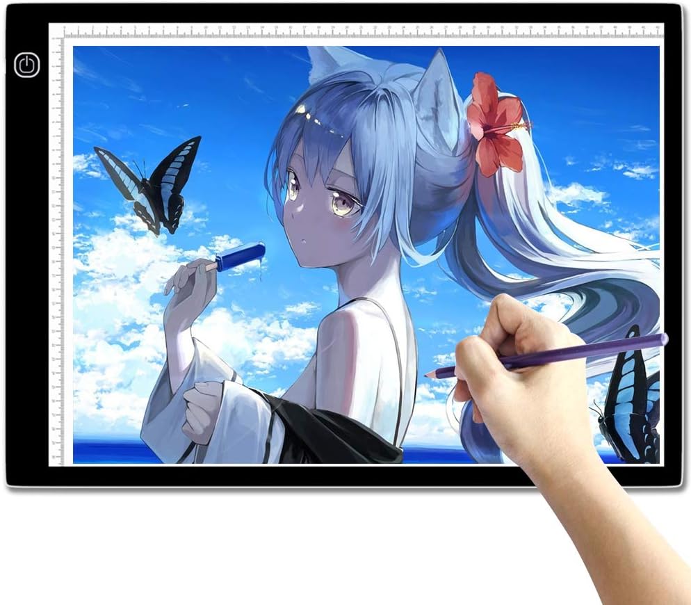 Led トレース台 高輝度 4mm超薄型 トレーサー Samtian Ledライトボックス 目盛り付き ライトボード 初心者 プロ向き 無段階調光なライトテーブル Usb給電式 イラスト用傾斜台 軽量薄型のトレス台 Led とれーす台 漫画家セット トレース作業 イラスト作成 製図