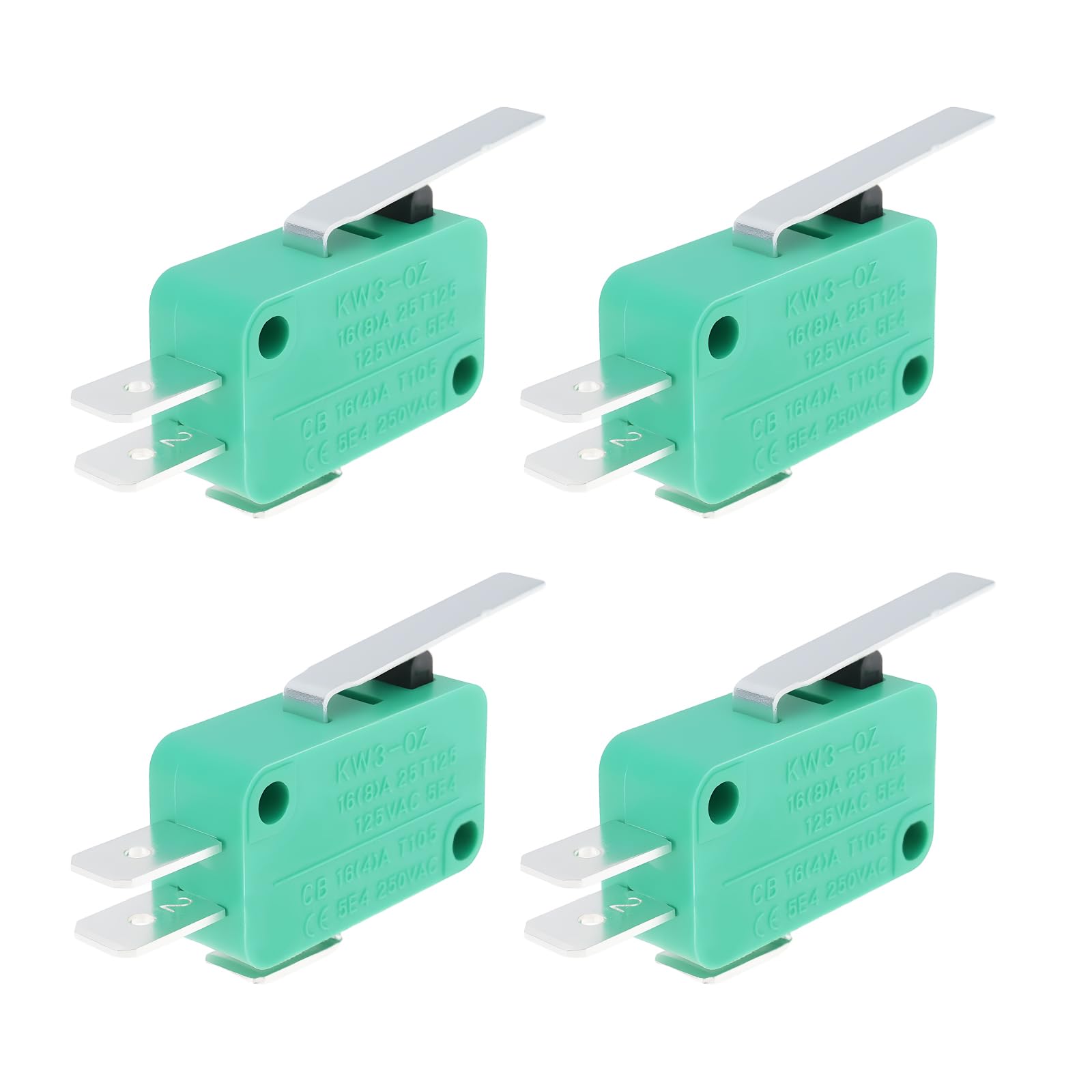ECSiNG 4PCS NO NC Hinge Lever Type Micro Limit Switches KW3-OZ 16A 125/250VAC Compatible with Power Tools Printers