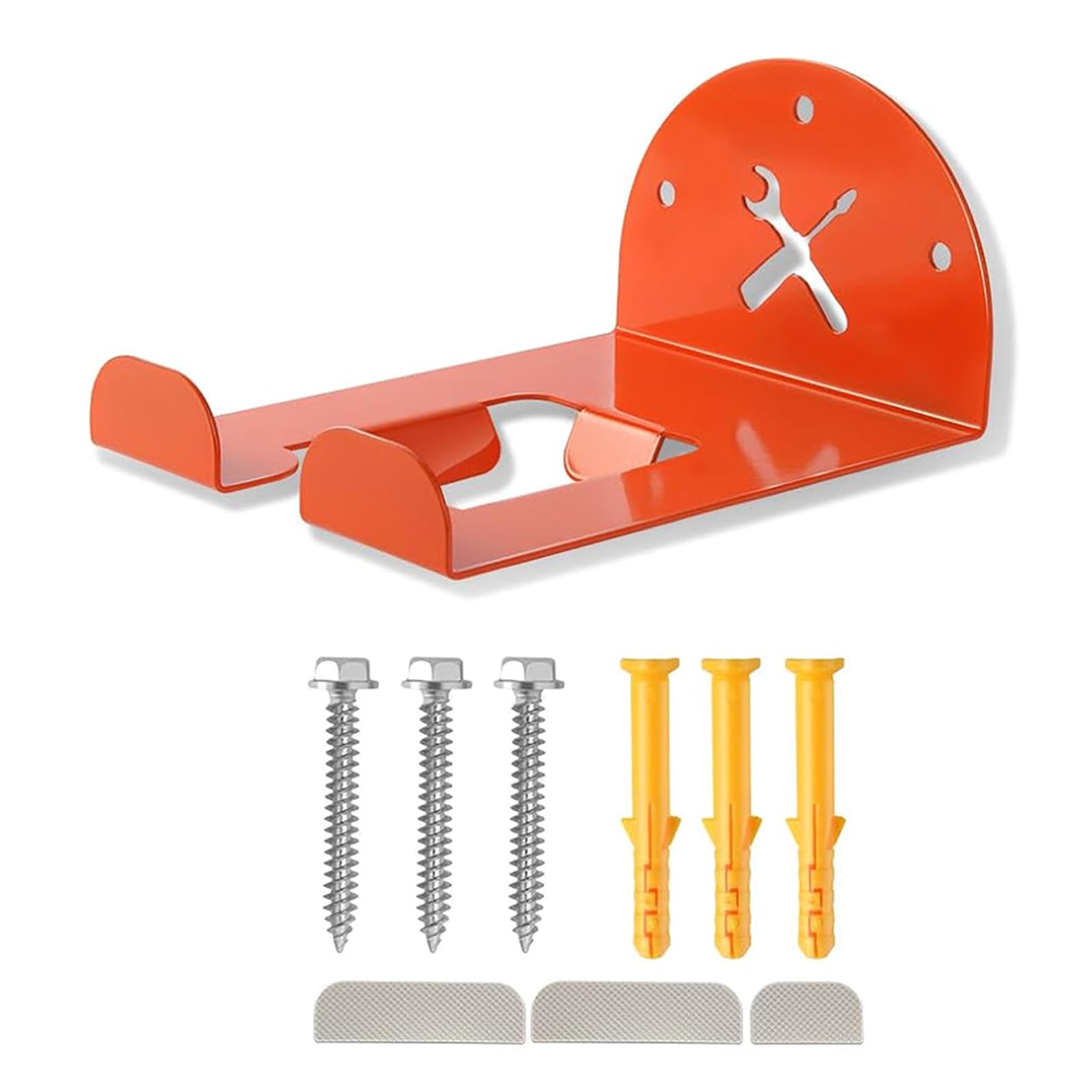 Space-saving garden organiser, garage wall mounting tool hanger, organises trimmers, lawn mowers, blowers and garden tools, trimmer storage rack