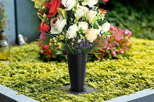 Miniatura 7 de Nuevo diseño de metal tumba jarrón flor titular en cementerio suelo florero tumbas decoración con espuma floral