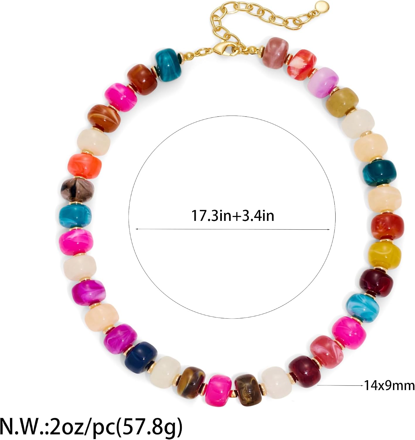 Chunky Beaded Necklaces for Women - Boho Statement Necklace Jewelry Accessories，Handmade Fashion Jewelry for Summer Vacation & Beach Party, Birthday Gifts for Women